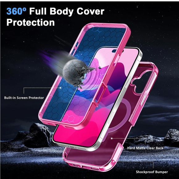 Pink Protective Phone Case with Ring Holder - Picture 2 of 2